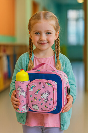 BYENS Lunch Box Thermal Insulated Girl Boy Child School Meal Thermal Bag with Thermos and Kindergarten Water Bottle