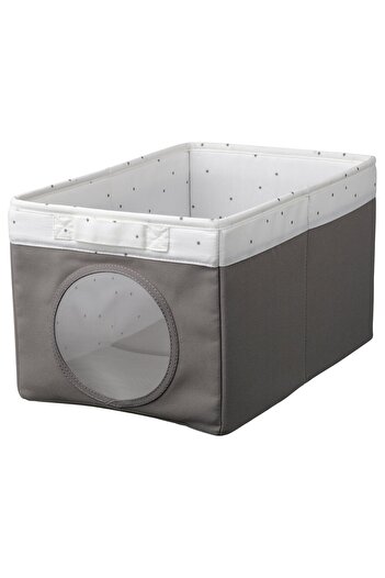 IKEA LEN Box, grey/dotted white, 25 x 37 x 22 cm
