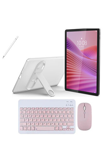 LENOVO Tab 4GB RAM 128 GB HAFIZA 10.1"İNCH M10 GRİ TABLET+ŞEFFAF KILIF+PEMBE KLAVYE VE MOUSE+KALEM