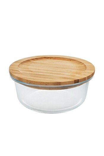 FRANDIS Glass Storage Container with Bamboo Lid, Silicone Seal, 0.82 L