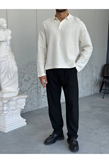 OKSHEN Men's Buttoned Knitwear Sweater