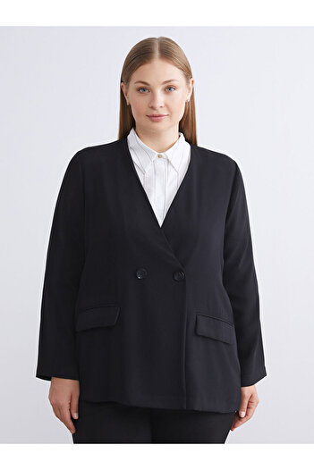 LC Waikiki Create Your Style from Uzg Store |   V-Neck Crepe Women's Blazer Jacket