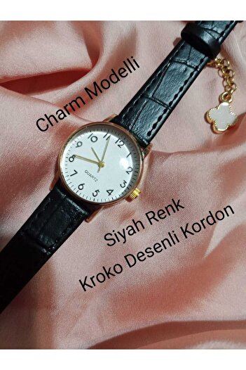 QUARTZ Vintage Retro Model Black Cord_ Women's Wristwatch Gold Case - Charmli Model - 0060