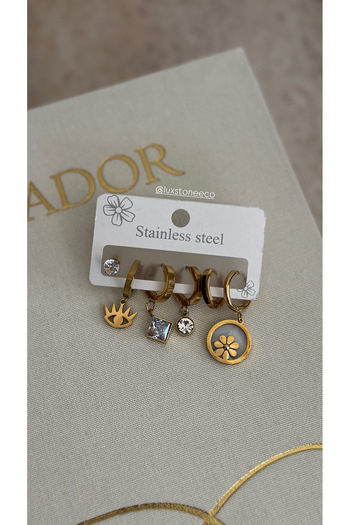LUXSTONE Set of 6 Gold Earrings