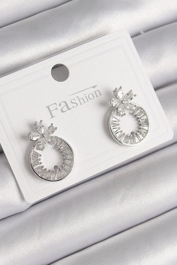 Bernami Special Brass Color Zircon Stone Hoop Model Flower Figure Women's Earrings Offer!! !