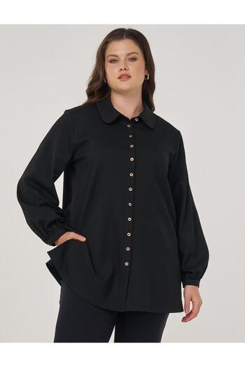 Kayra Baby Collar Viscose Blouse Black