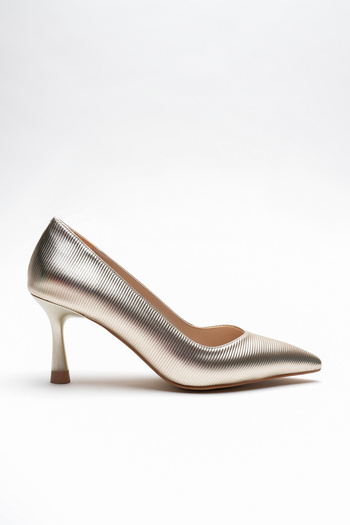 Lizzu Women's Elegant Heeled Pointed Toe Stiletto Harly Gold