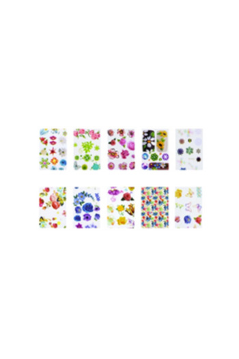 Ami Gel Set Folii Unghii pentru Transfer - Nail Art Abracadabra Foil Tip 7 One By One Flowers - Ami Gel