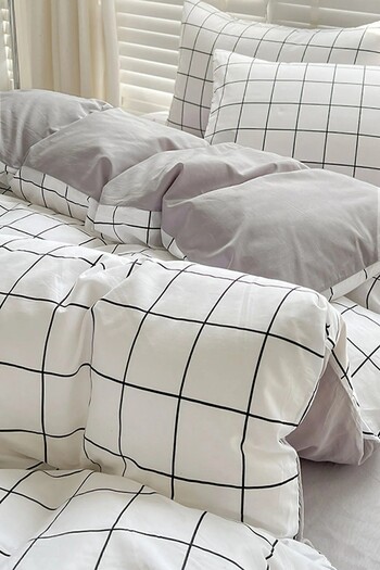 MORE HOME Single Duvet Cover Set + Pillowcase Light Gray Anthracite