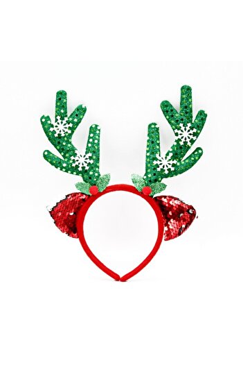 Flippy Decorative Wreath, Flippy, Christmas Theme, 12 x 25 cm, Deer Antler Design, Universal Size, Green/Re