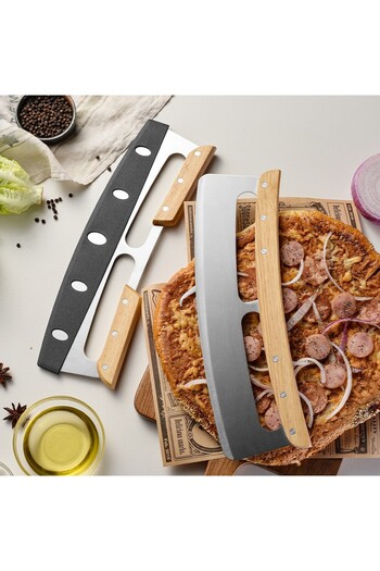 Flippy Pizza Cutter Slicer, Flippy, Stainless Steel, with Cover, Wooden Handle, Anti-Slip, Smooth Sharp Bla