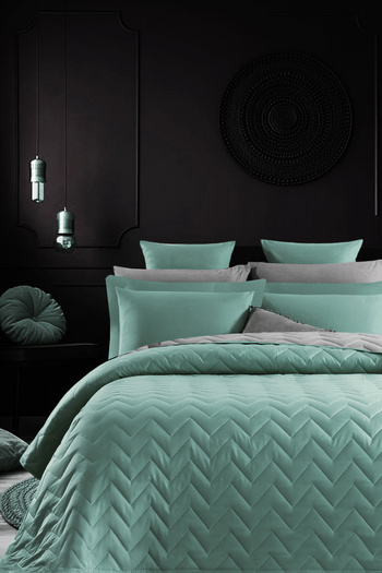 İQON Double-Sided Quilted Double Bedspread Set Çağla