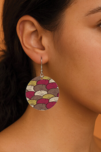 Cekuonline Women's Earrings Patterned Stylist Hooked 3.5X5Cm Round Transparent Earrings Giordana