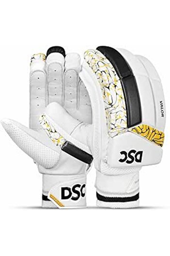 DSC Intense Valor Leather Cricket Batting Gloves, Mens Right (White Turquoise)
