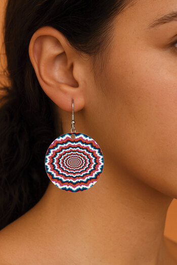 Cekuonline Women's Earrings Patterned Stylist Hooked 3.5X5Cm Round Transparent Earrings Carolina