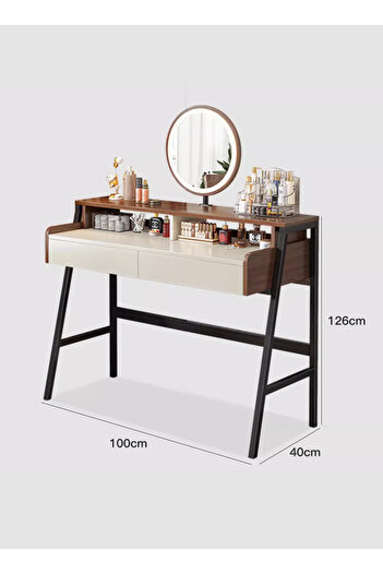 sharpdo Modern Bedroom Minimalist Style Dressing Table with LED Mirror