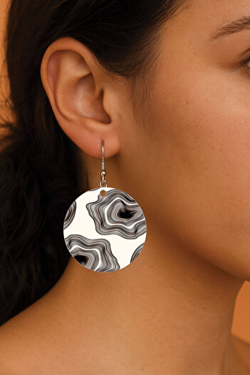 Cekuonline Women's Earrings Patterned Stylist Hooked 3.5X5Cm Round Transparent Earrings Donna
