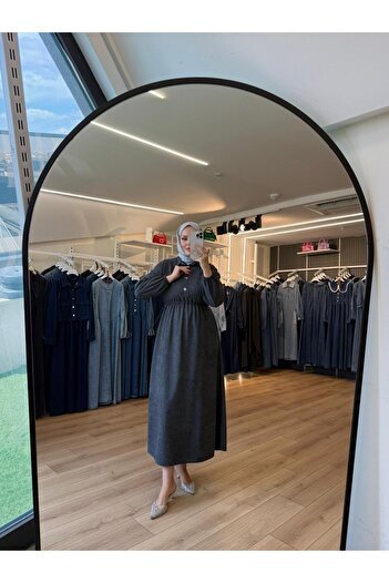 OlaLady Γυναικείο φόρεμα με κορδόνι στη μέση από ύφασμα σουέτ