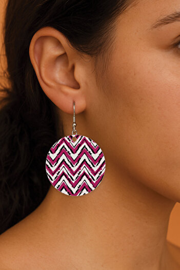 Cekuonline Women's Earrings Patterned Stylist Hooked 3.5X5Cm Round Transparent Earrings Benedetta