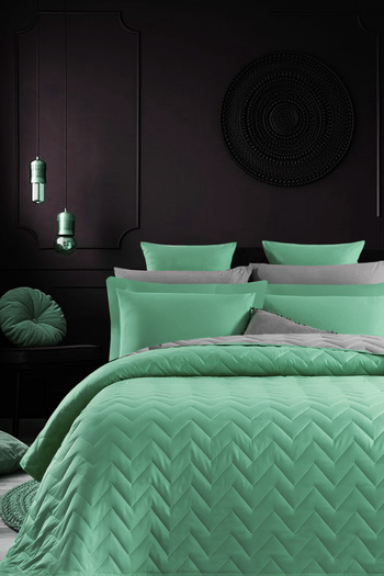 İQON Double-Sided Quilted Double Bedspread Set Green