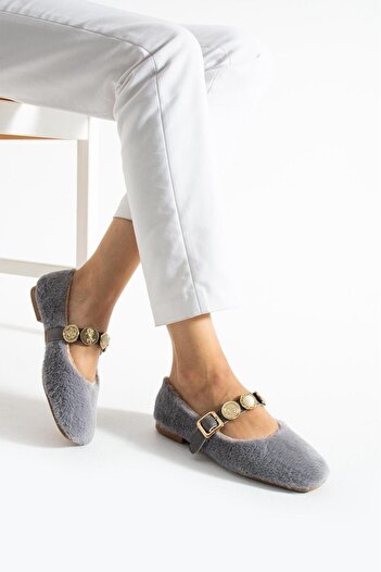 SWORD Winter Woolen Casual Ballerinas |   Shoes with Pearl and Seal Accessories |   Home Office Outdoor Women's Ballet Flats