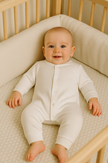 dinamik çocuk Newborn Baby Solid White Color Snap Fastener Unisex Baby Romper 100% Cotton Stretchy 1-3-6 Months