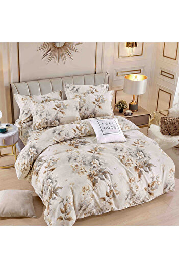 FIONNA.RO Finet Superior Bed Linen With Elastic - Cream With Flowers