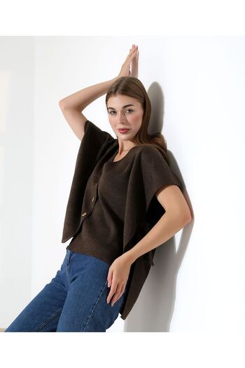 REDMİNA fashion Button Detailed Asymmetrical Knitwear Blouse