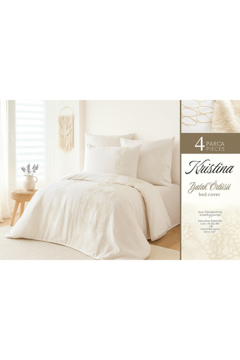 Evimcim Kristina 4 Piece Pike Set – Premium Embroidered Pike & Decorative Pillowcase Set