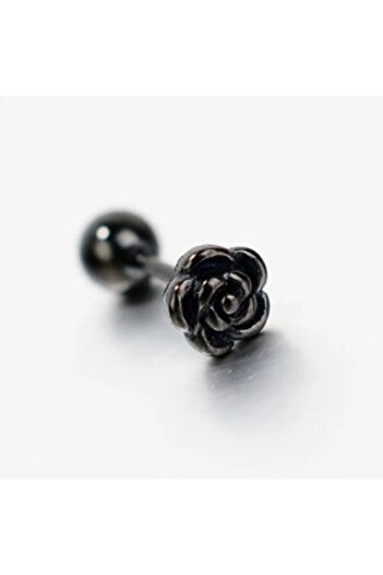 KESNUP Piercing stud earring, 1 piece, rose pattern, Black