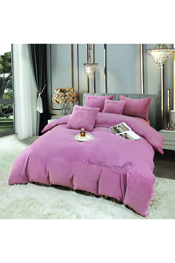 FIONNA.RO Short Thread Faux Rabbit Fur Bed Linen - Rabbit Pink
