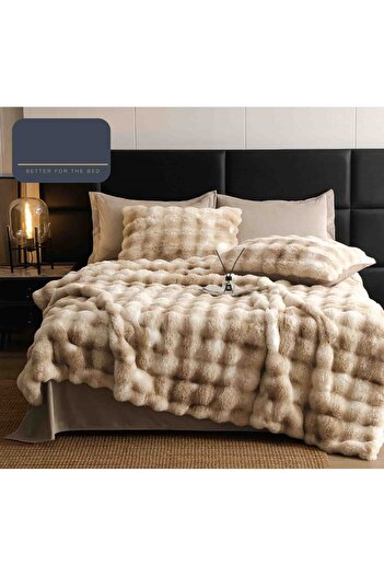 FIONNA.RO Fluffy Faux Fur Rabbit Bedding - Luxury Edition Rabbit - Cocoa Beige With Milk
