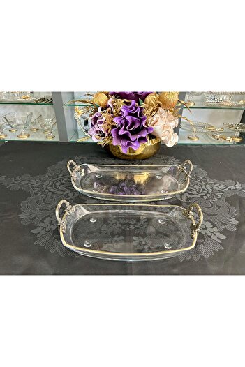 Santara Avangarde 2 Pieces Antique Colored Metal Handle Antique Gilt Stunning Tray & Presentation Bowl