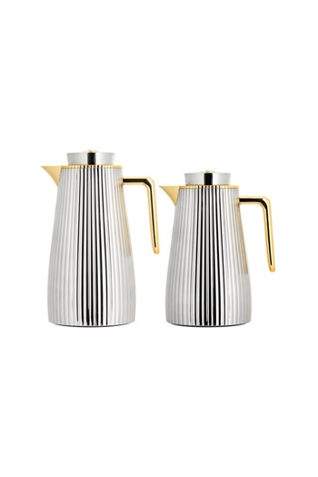 ALSAIF Lara thermos set from Al Saif Company, with an elegant and luxurious design, in multiple colors, and includes two pieces with two capacities (1.0 and 0.7 liters).