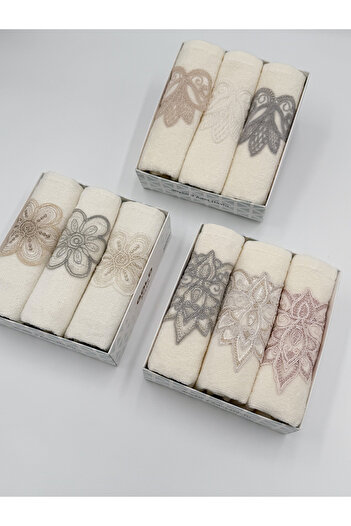 AYHANHOME 3 Pack Boxed Guipure Embroidered Dowry Gift 30X50 Kitchen Towel Set