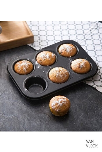 VAN VLECK Teflon Cake & Muffin Mold – Durable, Non-Stick and Practical Use 6 Compartments