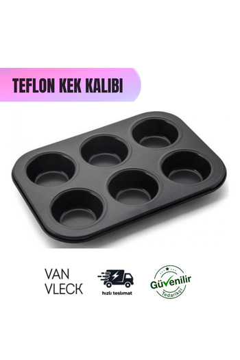 VAN VLECK Teflon Cake & Muffin Mold – Durable, Non-Stick and Practical Use 6 Compartments