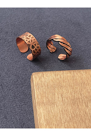 Rupen Kraft Handmade 100% Copper 2 Piece Design Ring Adjustable Copper Ring Unisex Copper Ring