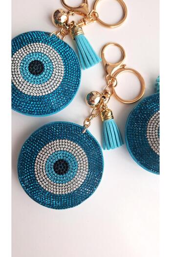 Svc Aksesuar Gift Zircon Stone Evil Eye Beaded Turquoise Keychain