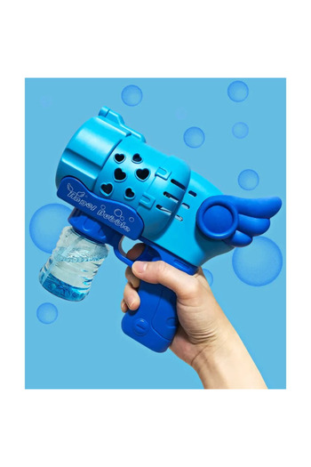 LUDIRO Pistol pentru Baloane de Sapun cu 6 Gauri, Ingeras, 18.5x8.5x17 Cm, Albastru