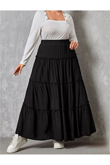 ihaoo Black skirt with multiple ruffles
