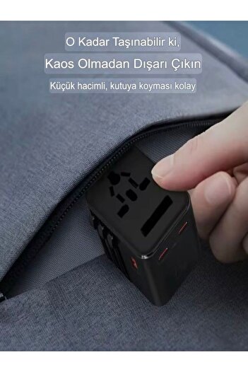 DEANB 200+ÜLKE 25W Global Seyahat Şarj Aleti - 2 Usb-A, 3 Type-C, 1 Ac Priz Adaptörü Çoğaltıcı