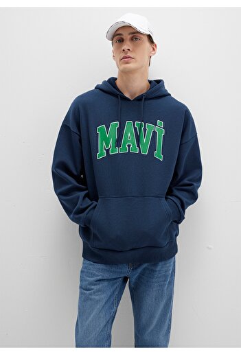 Mavi Oversized (Wide Cut) Sweatshirt with Logo Print