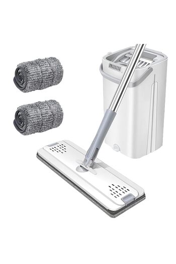 Abareek Al Safa Microfiber flat mop and bucket system with pad
