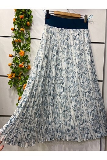 edu collection Patterned Chiffon Bell Skirt with Lining