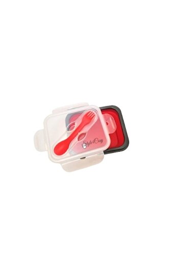 Style4Cosy Foldable Silicone Lunch Box Clip&Close with Fork & Spoon, Style4Cosy, Red Ferrari