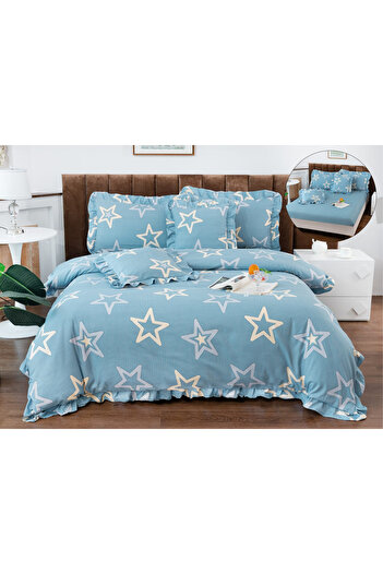 FIONNA.RO Fine Cotton Underwear With Elastic Ruffle Pattern - Star Blue