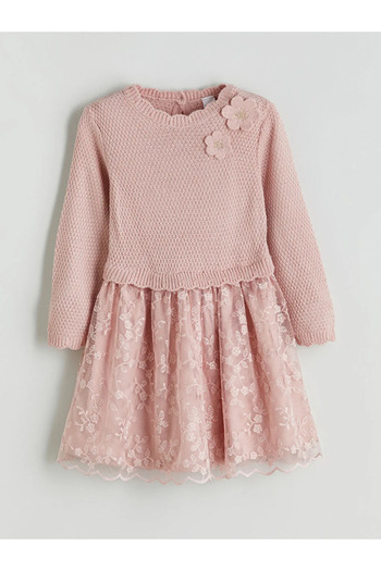 LC Waikiki Crew Neck Long Sleeve Girl's Dress
