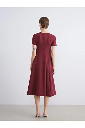 LC Waikiki Crew Neck Stone Detailed Crepe Dress