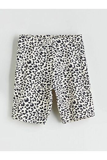 LC Waikiki Elastic Waist Leopard Patterned Girl's Short Leggings